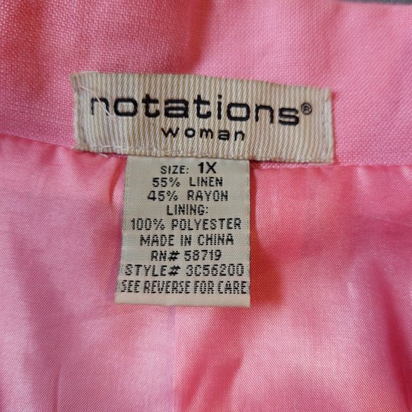 Notations PINK LINEN BLAZER WITH SINGLE BUTTON - 1X - Picture 4 of 8